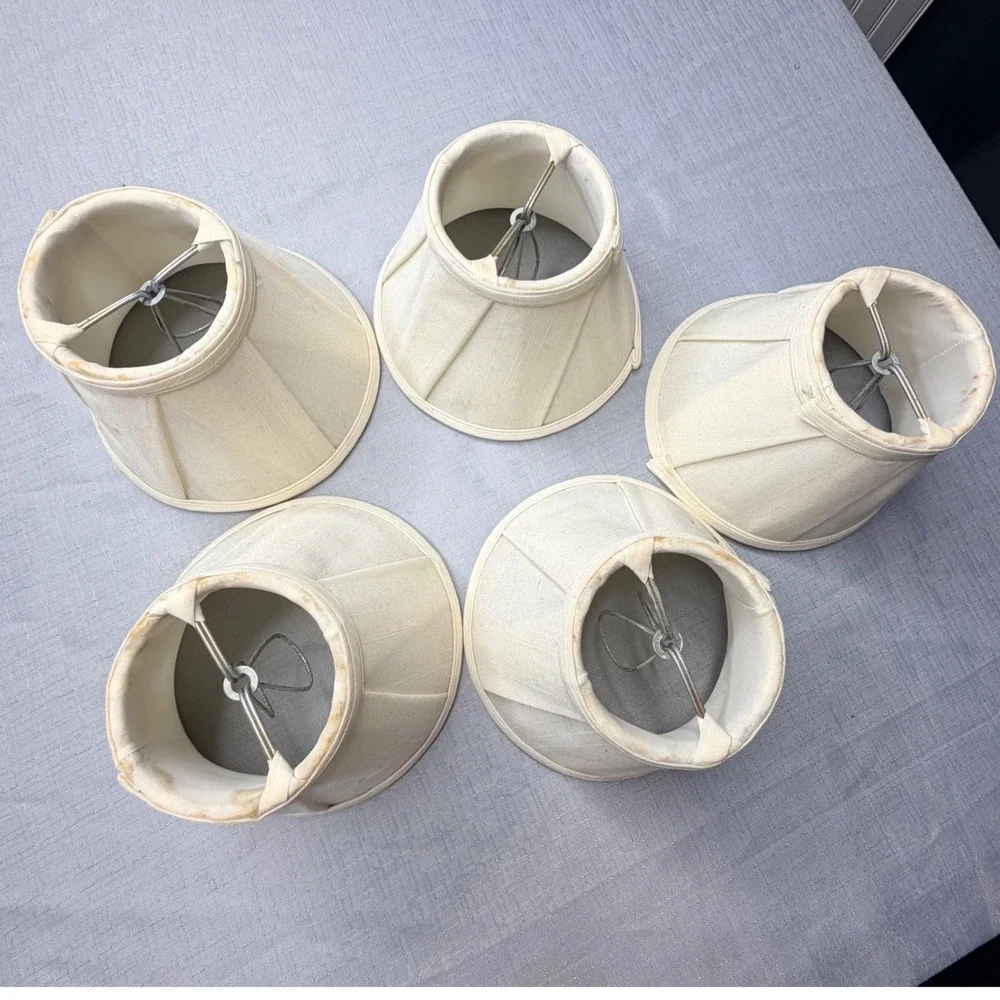 Unbranded Chandelier Lamp Shades 6in Cream Set of 5 Pleated Clip-on Fabric